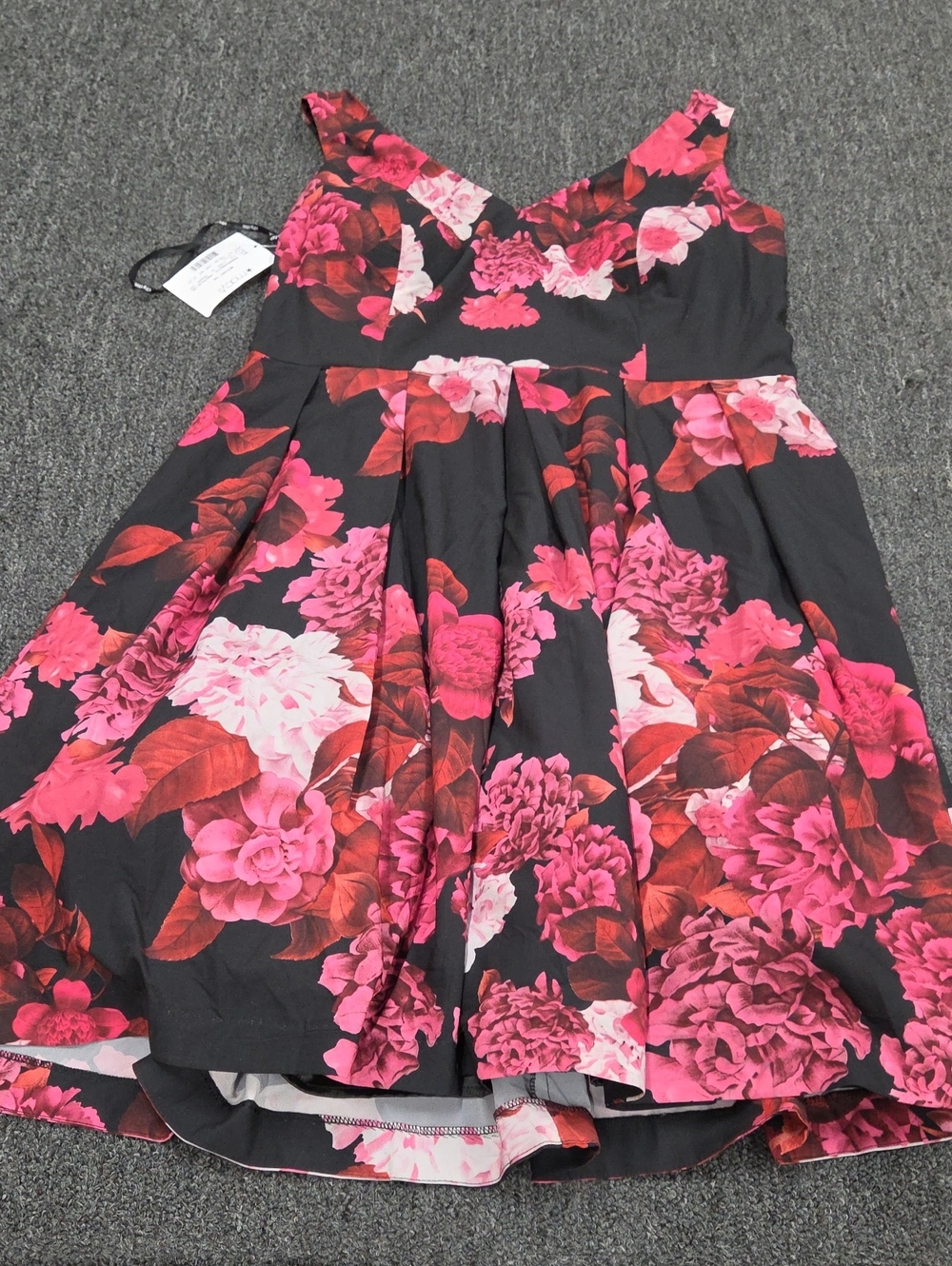 (#4) Macy's Black Dress with Pink & Red Floral Print